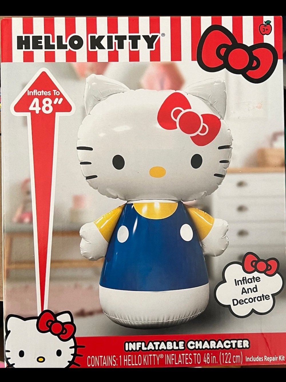 Sanrio Hello Kitty Inflatable Figure - White, Red, Blue, Yellow